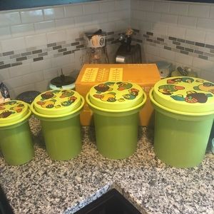 Vintage Green Mushroom Rubbermaid Canisters
